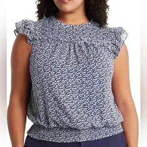 1.STATE | Short Sleeve Ruffle Smocked Floral Print Blouse | Sz S | Worn Once